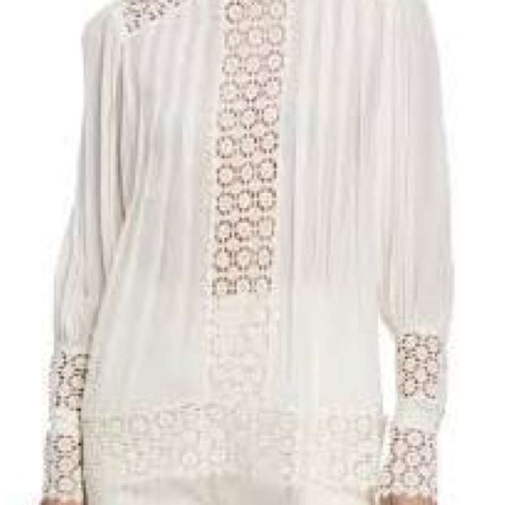 Zimmermann Resistance Smock Silk Lace Blouse Off white  Size 2 Medium